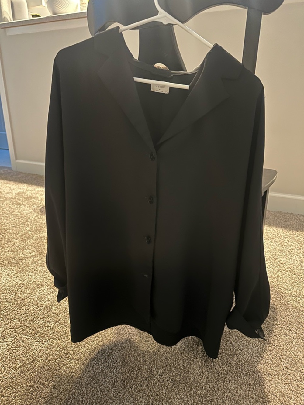 Wilfred Black Collared Button-Up Top